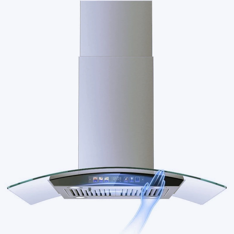 

Вытяжка Island Range 36 дюймов, 700 CFM, потолочная, с управлением жестами и цветным сенсорным экраном, из закаленного стекла