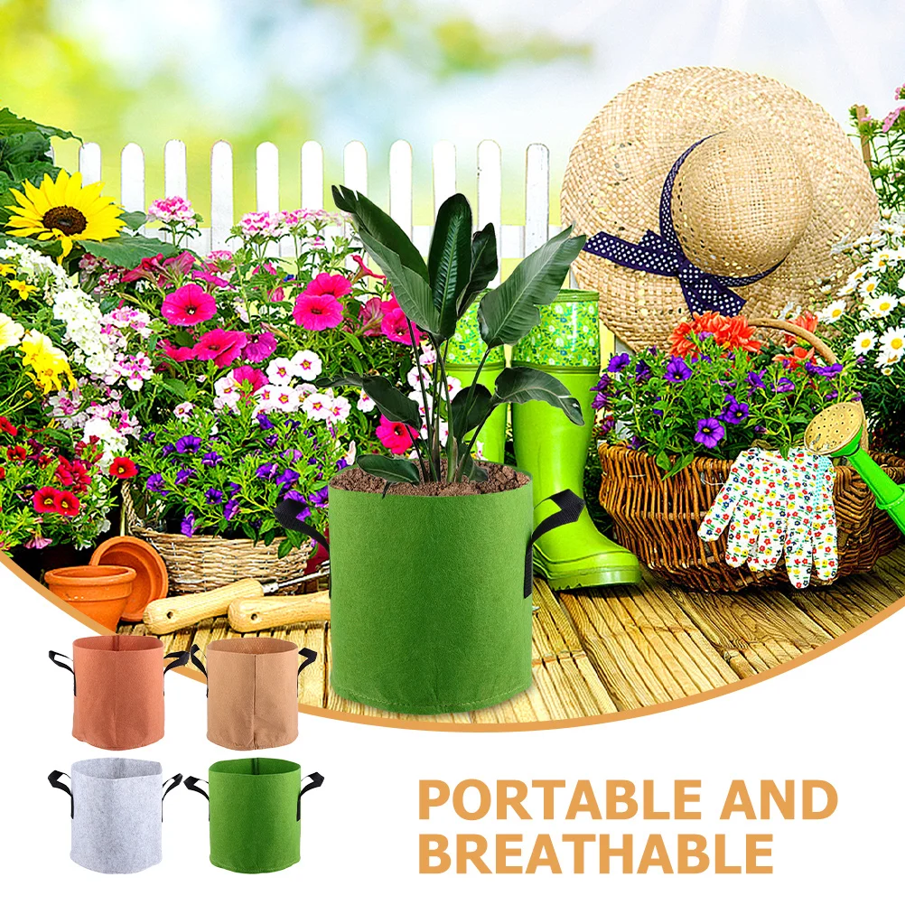 

4pcs Planting Bags Thickened Non-Woven Fabric Grow Bags For Vegetables Flowers Potatoes Garden Use Durable Breathable Plant