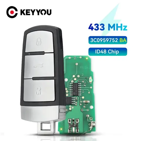 KEYYOU For VolksWagen VW Passat B6 3C B7 Magotan CC 3C0959752BA 3BT Keyless Smart Remote Key 433MHZ ID48 Chip