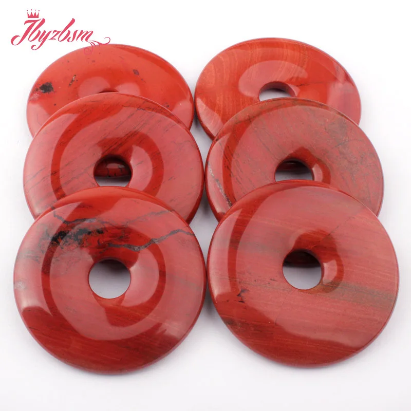 30,40,50mm Donut Red Jaspers Natural Stone for DIY Accessories Bracelet Necklace Pendant Charms Jewelry Making Components 1 Pcs