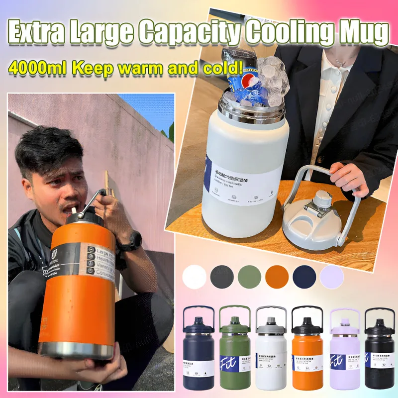 

✨HOT SALE✨[One Bucket a Day]-sized Insulated Cup/316 Steel Sports Water Bottle/Portable Outdoor Double-layer Vacuum Cold