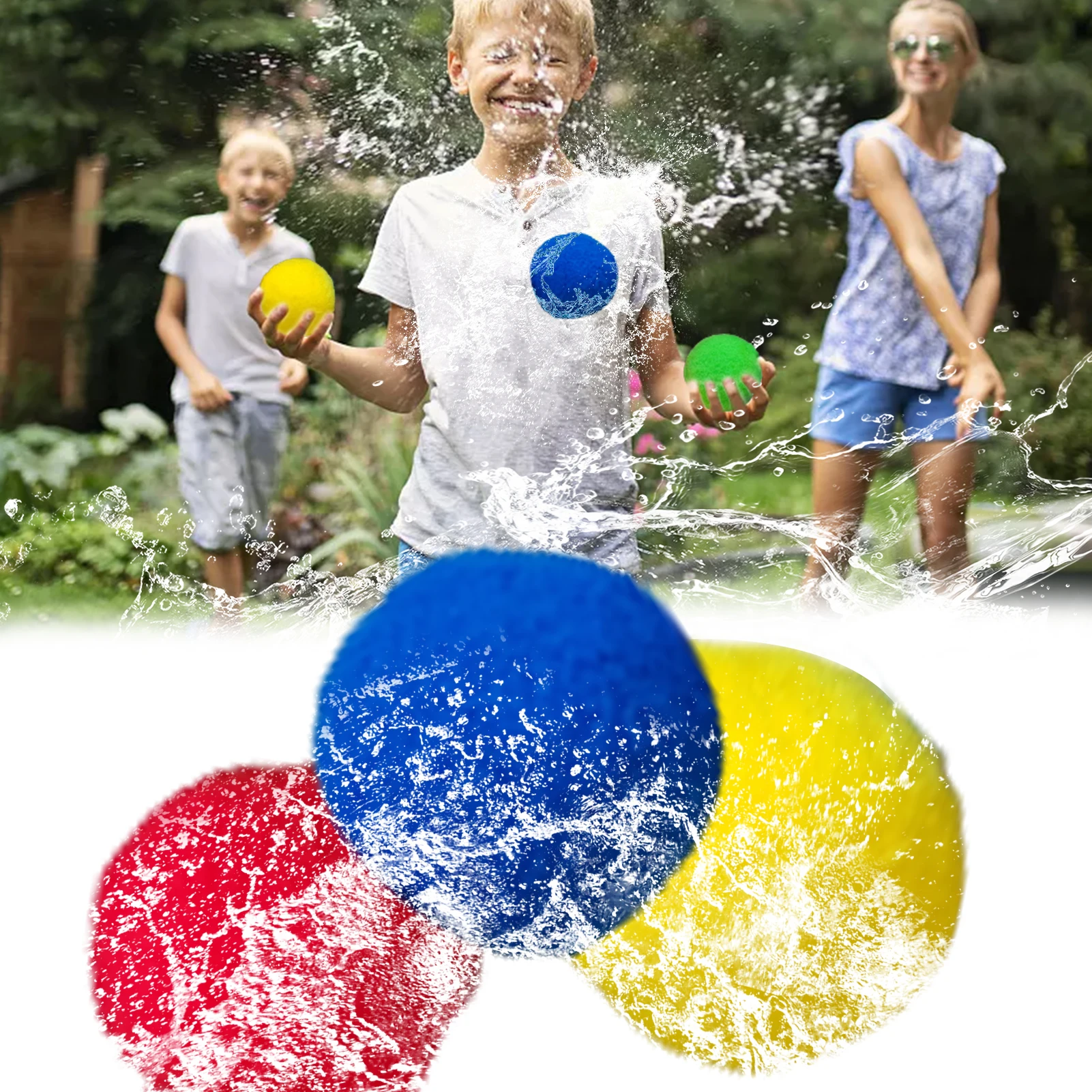 50pcs Reusable Water Balls Kids Absorbent Cotton Splash Soaker Balls Instant Water Fight Water Balloon Cotton Splash Soaker