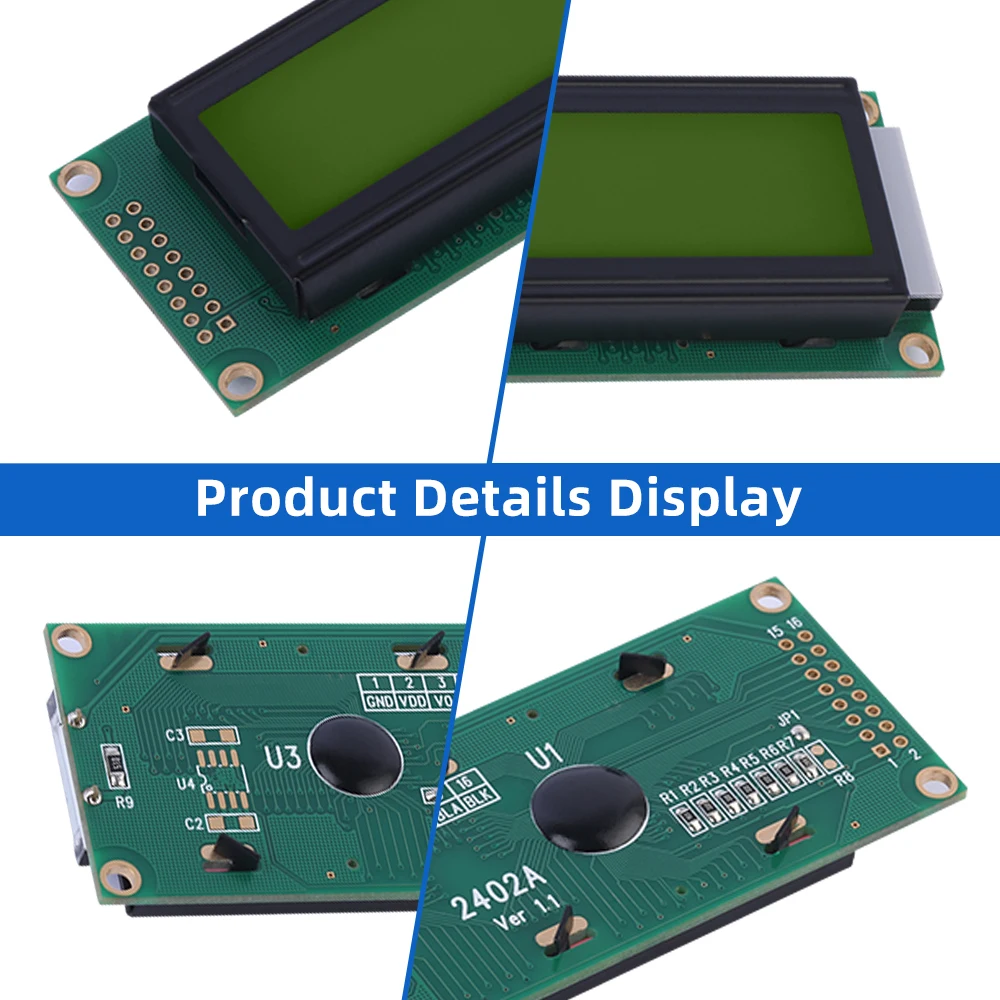 European Yellow Green Film 2402A LCD Dot Matrix Screen 24*2 Dot Matrix Module Multilingual Module 5V ST7066U LCM Display Module