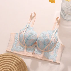 Women's Lace Bra Minimizer Bras 3/4 Cup Non-Padded Underwire Floral Embroidery for Female Plus Size Bra 70 75 80 85 90 BCD