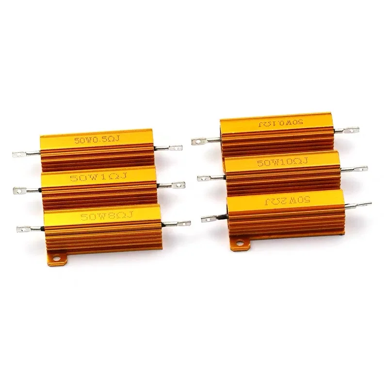 Heat dissipation resistor RX24-50W gold aluminum shell high power resistance 0.1/0.5/1/50/100 Euro 2K