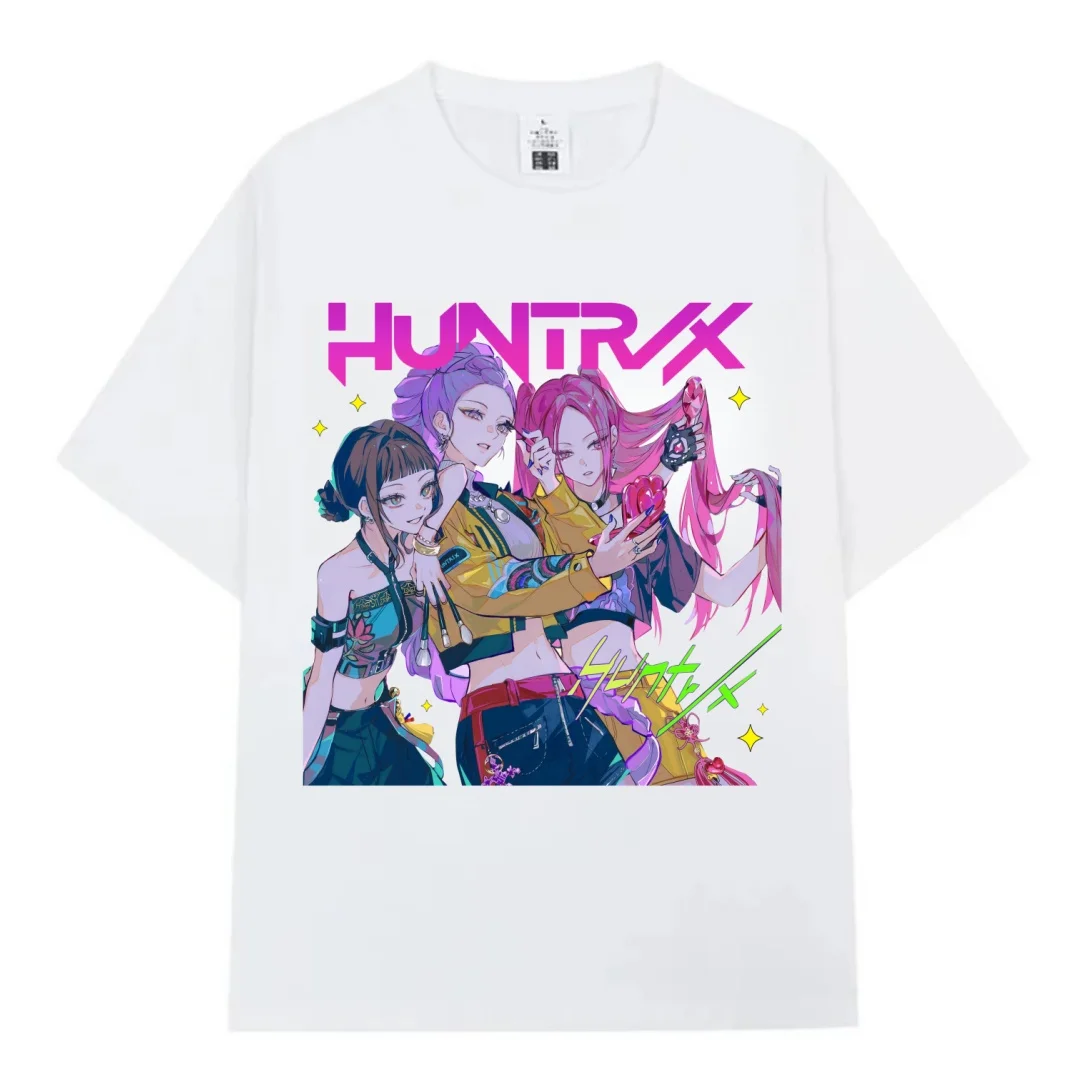 

K-pop Demon Hunters 2025 Футболка с принтом фильма для мужчин и женщин Модные хлопковые футболки высокого качества Винтажная футболка большого размера Топы