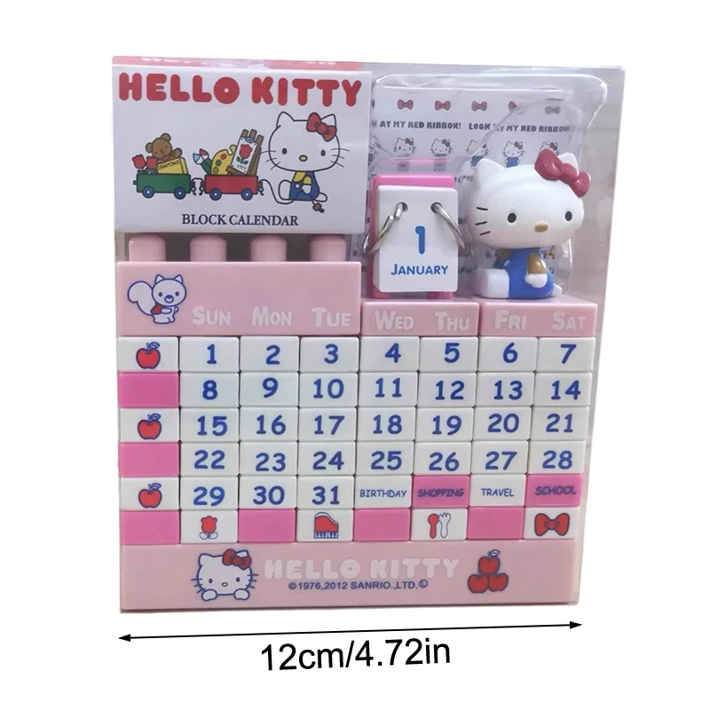 Kawaii sanrio hellokitty calendário de mesa anime bonito beleza menina coração boneca montagem criativa calendário animação ornamento presente da menina