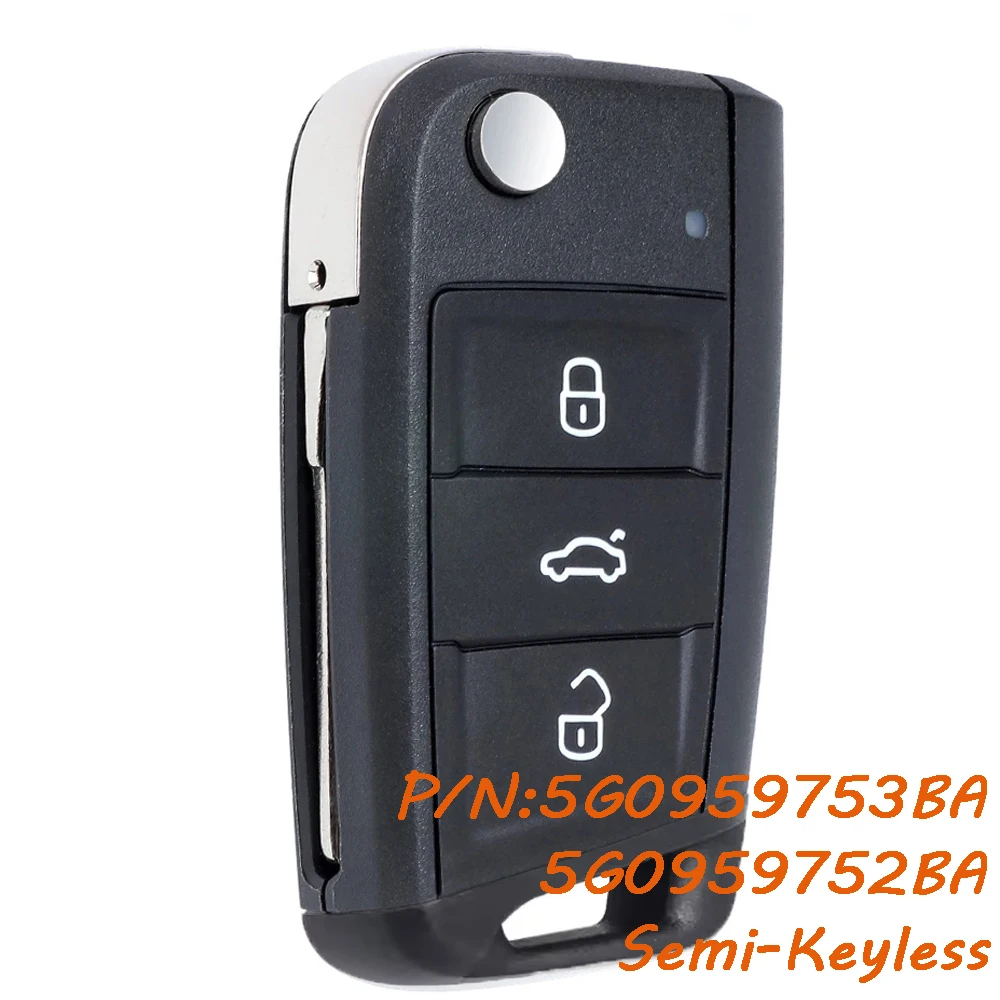 

KEYECU OEM 5G0959753BA 5G0959752BA Полузаключевой дистанционный брелок для Volkswagen MQB Golf для Skoda Octavia A7 434 МГц ID48 HU66