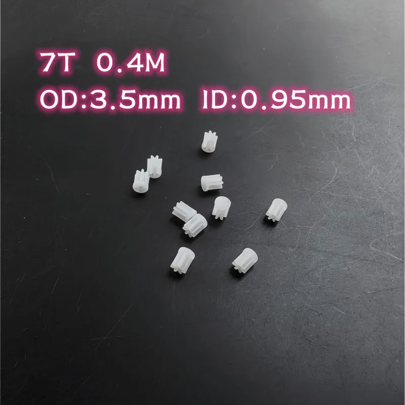 10pcs/bag 0.4M 7T 71A 0.95MM Hole Nylon Small Gears Motor Pinion Gear For R/C Toys Drone Helicopter Quadcopter Spare Parts