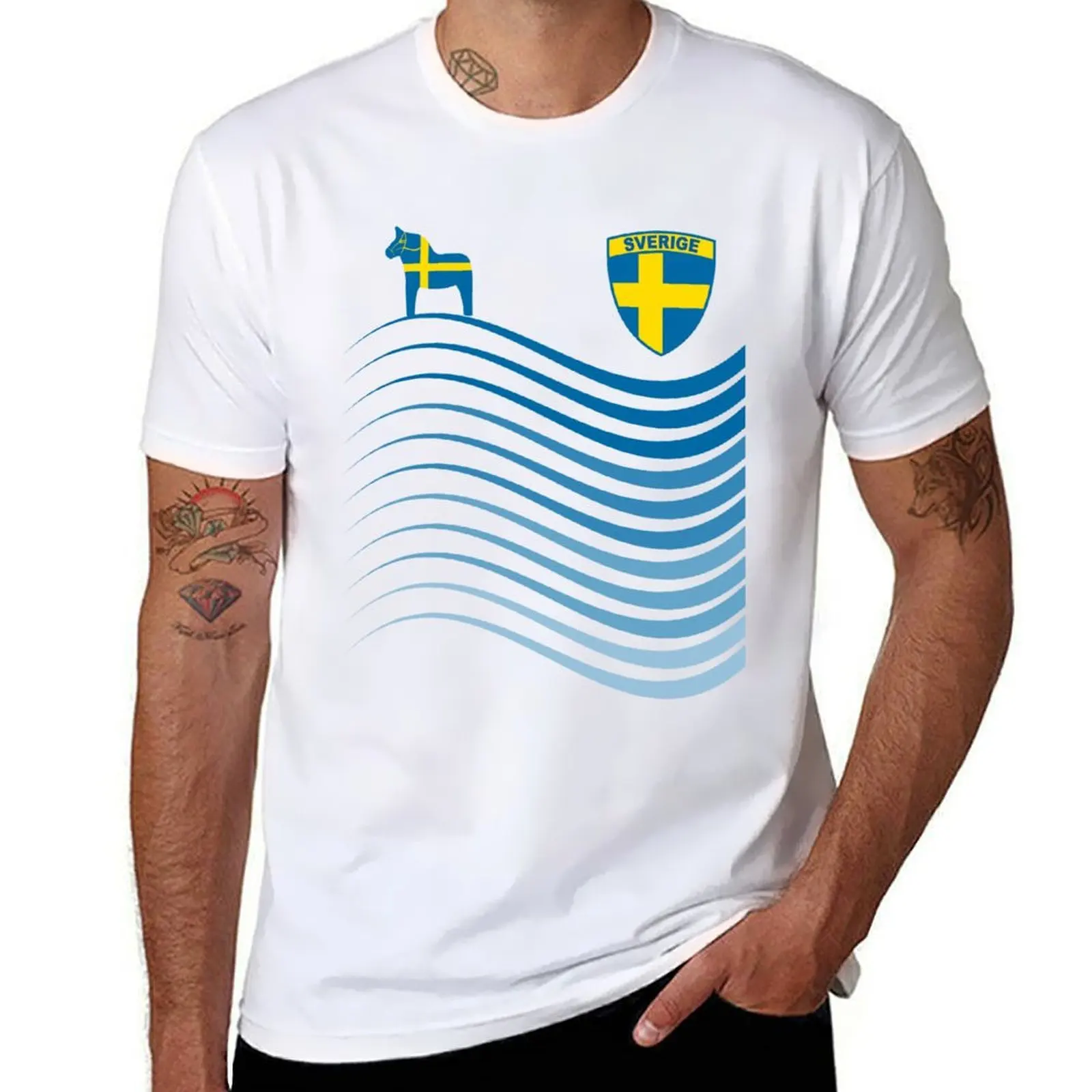 

Sweden Sverige Svede Dala Horse Swedish Flag T-Shirt t shirt man luxury t shirts for man graphic tees T-Shirt