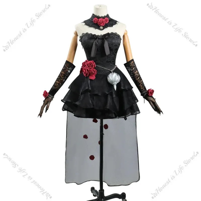 Identity V Psycholog Everlasting Night Ada Mesmer Kostium Czarna elegancka sukienka wysokiej jakości zestaw akcesoriów C4;v'5,f;6.j;8'