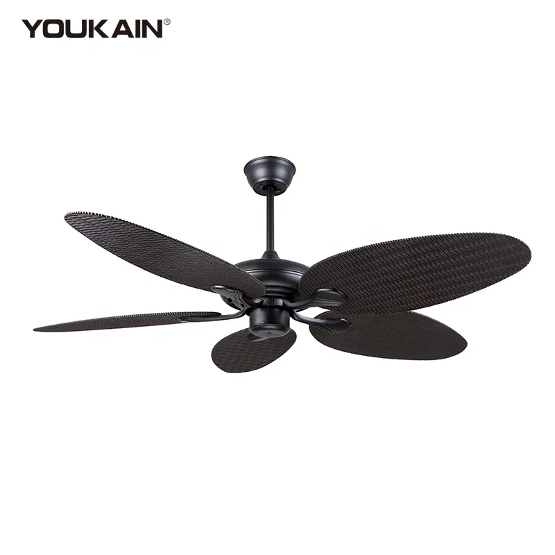 

LED Electric Ceiling Fan Wicker Design Remote Control 6 Speed AC DC Motor for Residential Living Room Resort Decor for Hotels