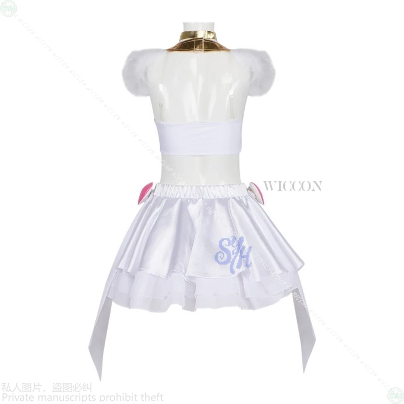 Sexy bellissimo angolo Anime slip e calza con reggicalze Cosplay ali cuore vestito bianco Lolita Halloween festa di Natale Cos