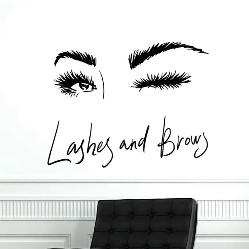 Eye Eyelashes Wall Sticker Lashes Eyebrows Brows Beauty Salon Quote Make Up