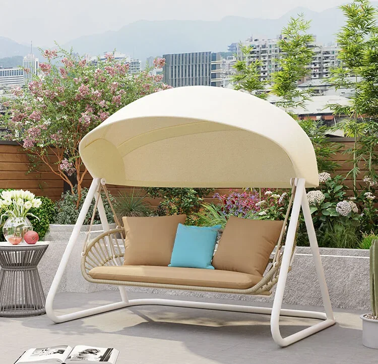 Outdoor swing courtyard villa small courtyard single double triple  hammock Internet celebrity garden