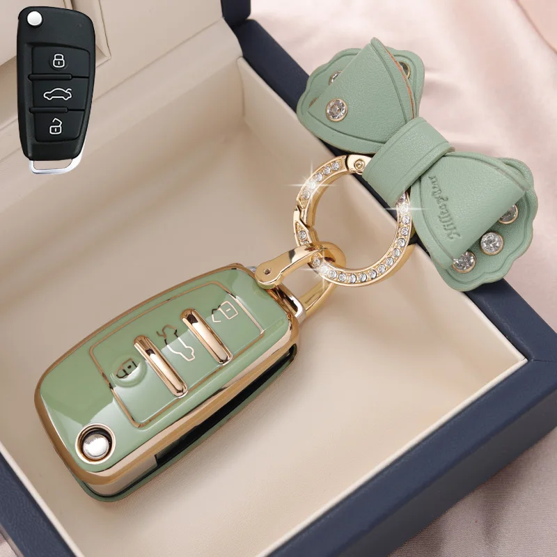 Funda de TPU para llave de coche, carcasa completa Fob para Audi A3, A4, A5, C5, C6, 8L, 8P, B6, B7, B8, C6, RS3, Q3, Q7, TT, 8L, 8V, S3, accesorios