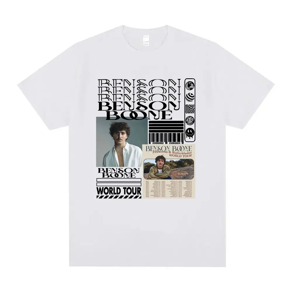 Benson Boone Graphic Print T-shirt Fireworks & Rollerblades 2024 World Tour T Shirts Men Women Fashion Casual Oversized T-shirts