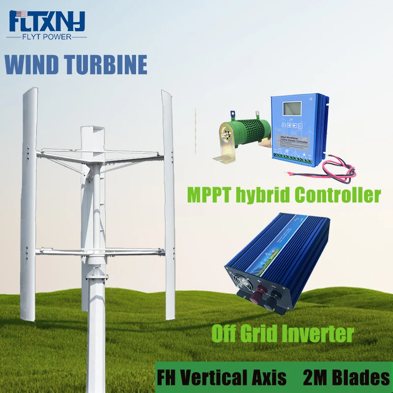 

50/60KW Vertical Axis Wind Turbine Alternative Energy Generator 220v AC Output Household Complete Kit with Controller Inverter