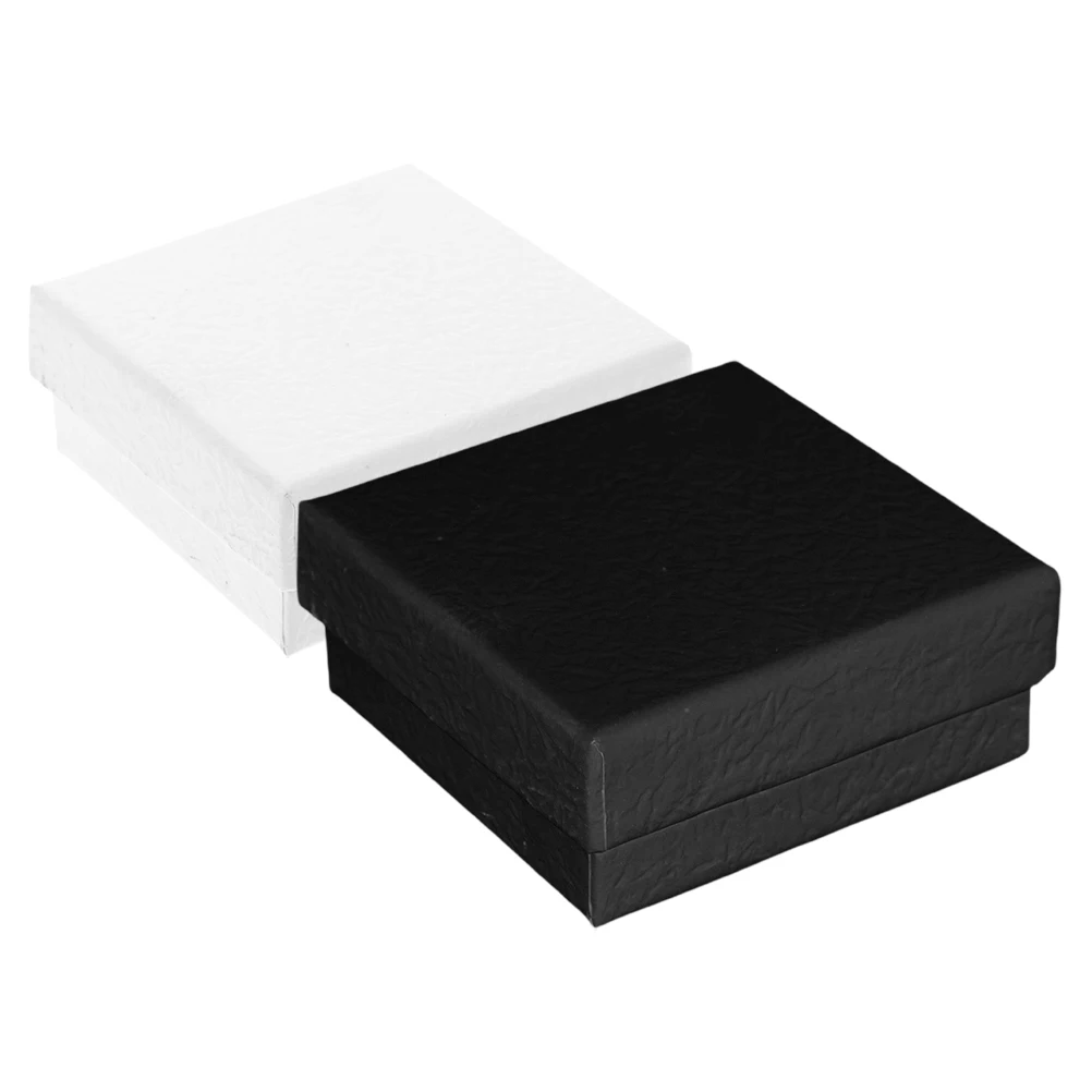 

2Pcs Jewelry Boxes Solid Color Embossed Paper Sponge Pad Protection for Bracelets Necklaces Rings Earrings Portable Storage