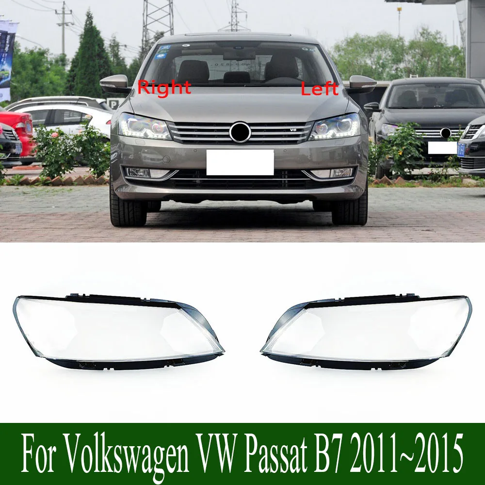 

For Volkswagen VW Passat B7 2011~2015 Headlights Lens Cover Lamp Shade Headlamp Shell Replace Original Lampshade