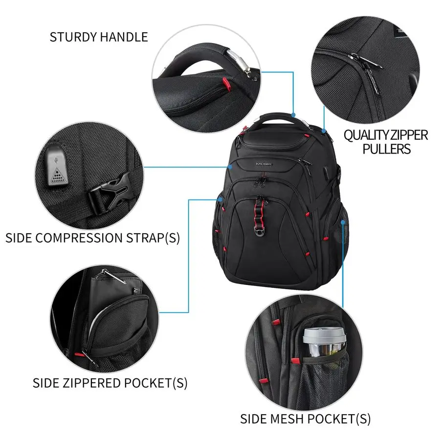 Travel Laptop Backpack 17.3 Inch XL Computer Backpack with Hard Shell Saferoom RFID Pockets WaterRepellent Business College Dayp
