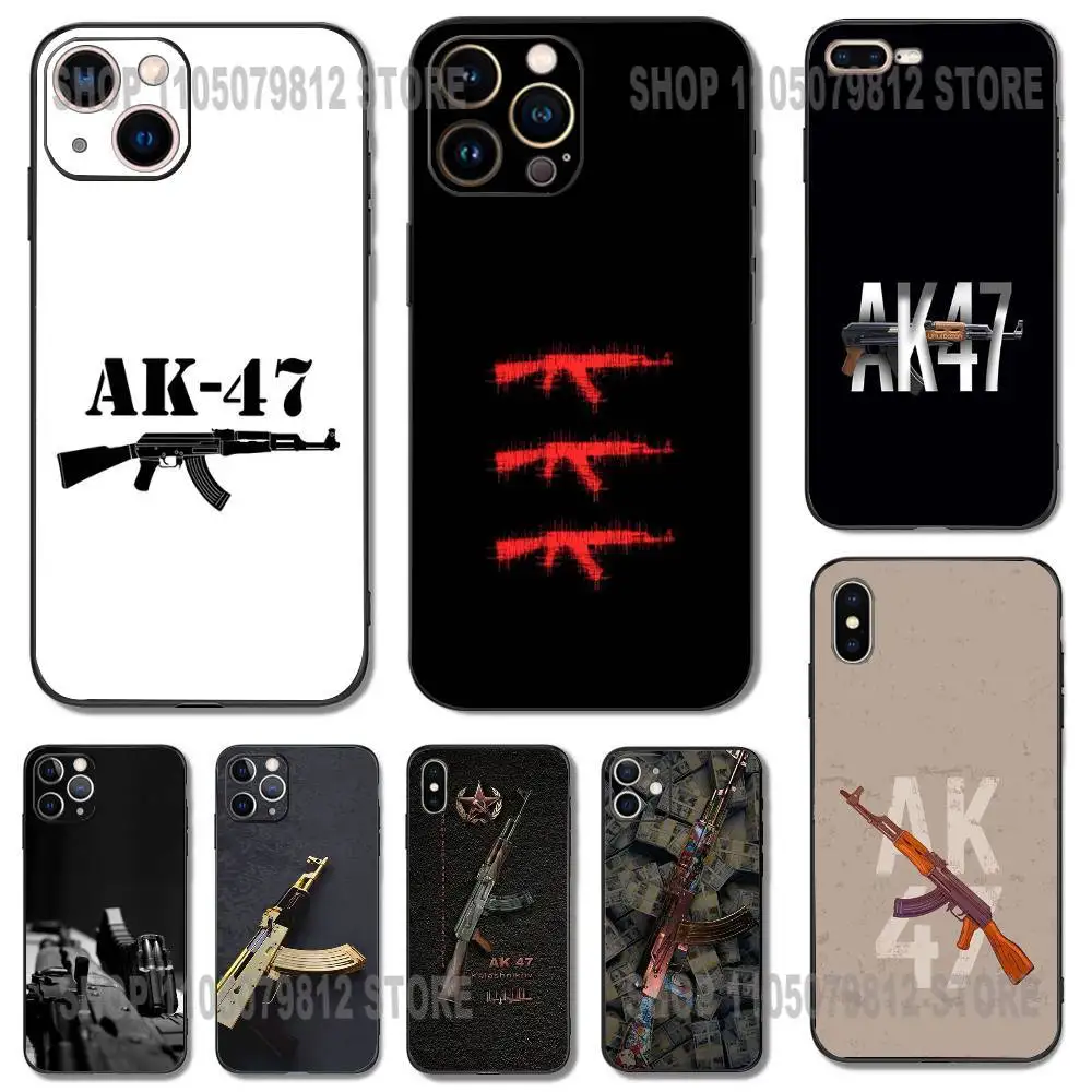 

Ak-47 King of Guns Phone Case For iPhone 17 16,15,14,13,12,11,Pro,XS,Max,XR,Plus,Mini Soft Silicone Black Shockproof