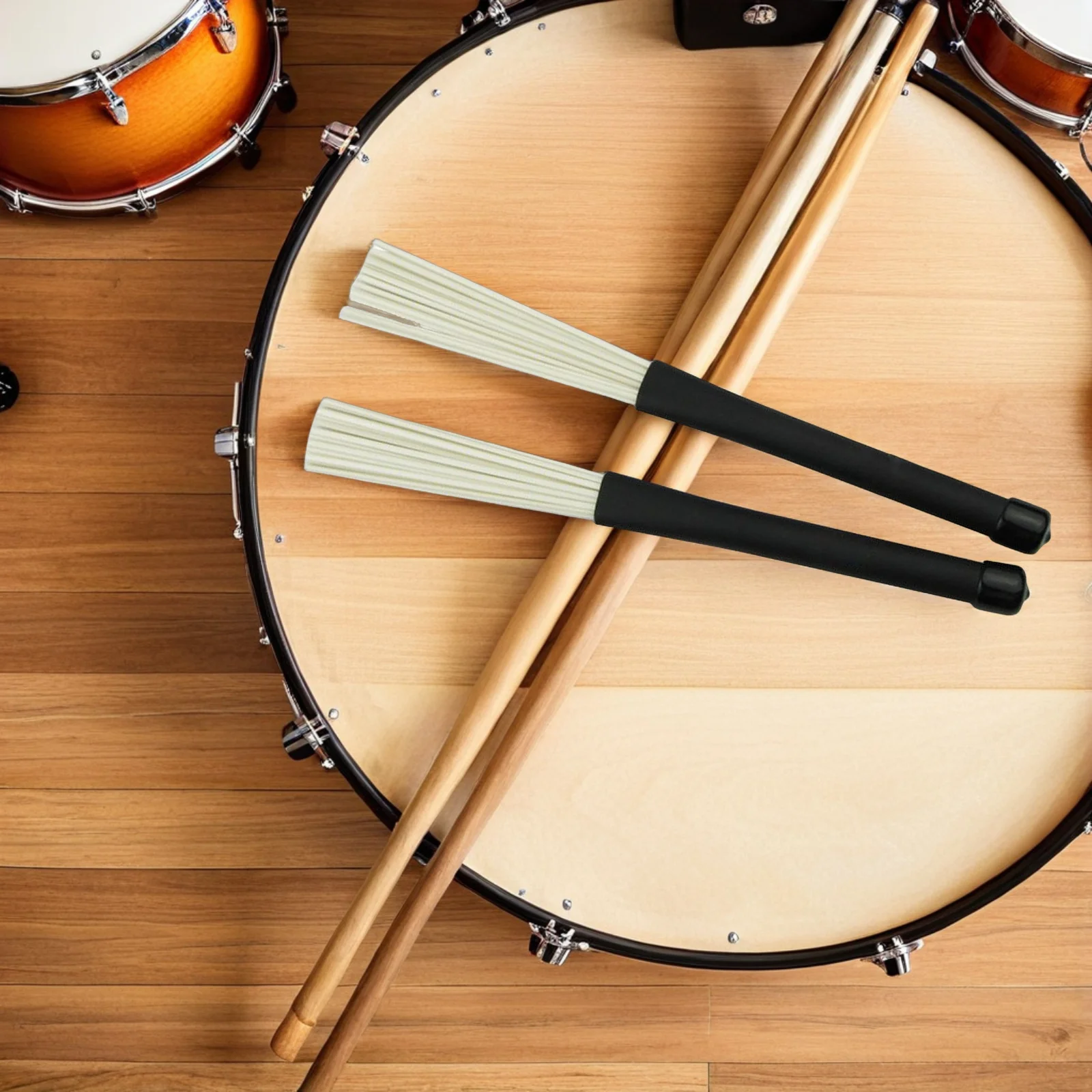 

2Pcs Plastic Drumsticks Retractable Drum Brushes with Soft Rubber Grip Comfortable Control for Drum Beginners and Experts