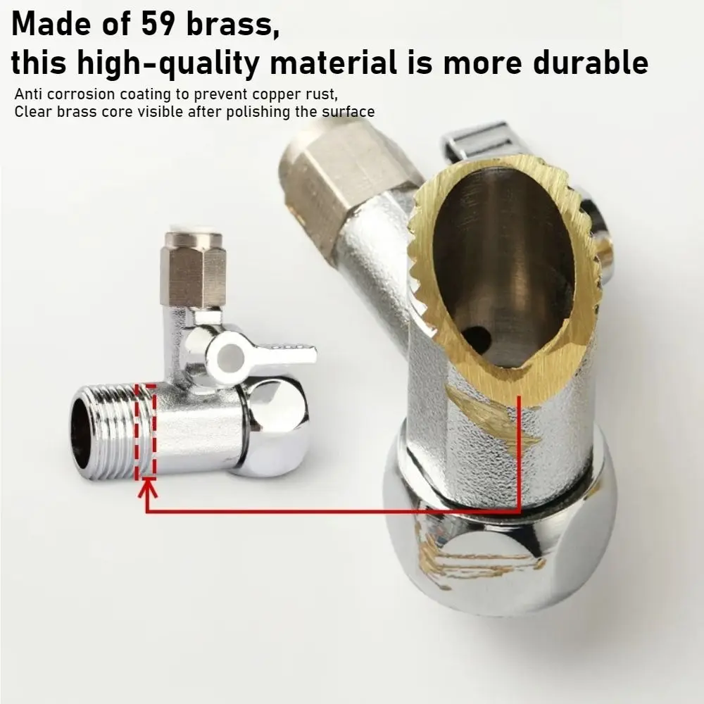 Brass Quick Insert Three Way Valve Stainless Steel Leak Resistant Angle Valve Adapter Easy Install Alloy Faucet Connector