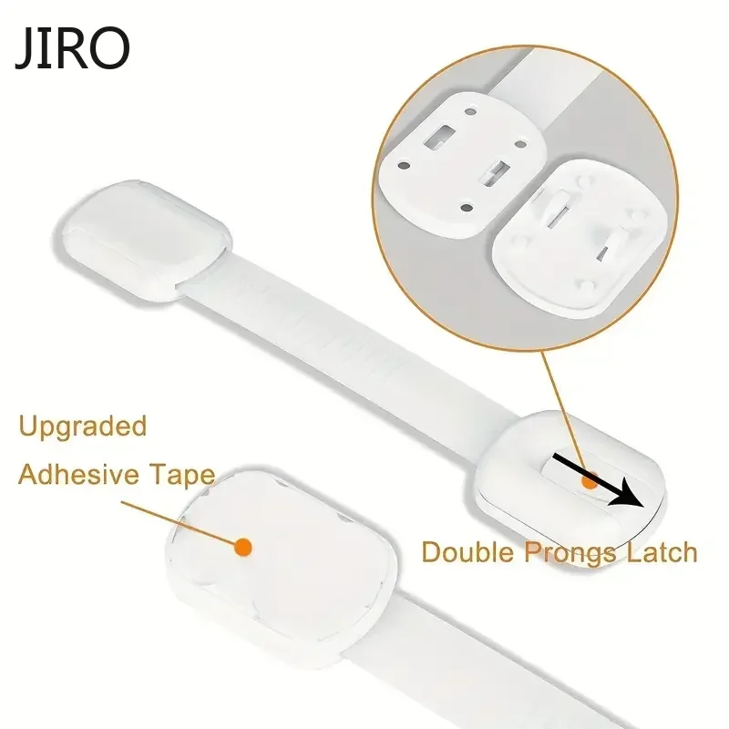 6 قطع قفل حزام أمان للأطفال، مناسب للخزائن والأدراج والحمامات والثلاجات وما إلى ذلك. وسادة لاصقة. تركيب بدون حفر