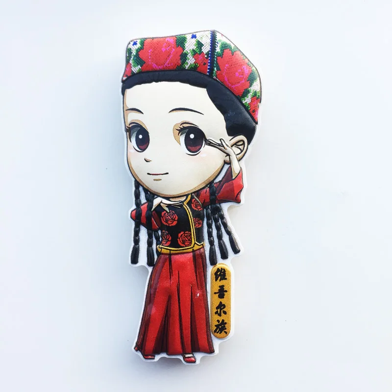 

New Chinese Uyghur Fridge Magnet Creative Decoration Crafts Tourism Souvenir Message Sticker