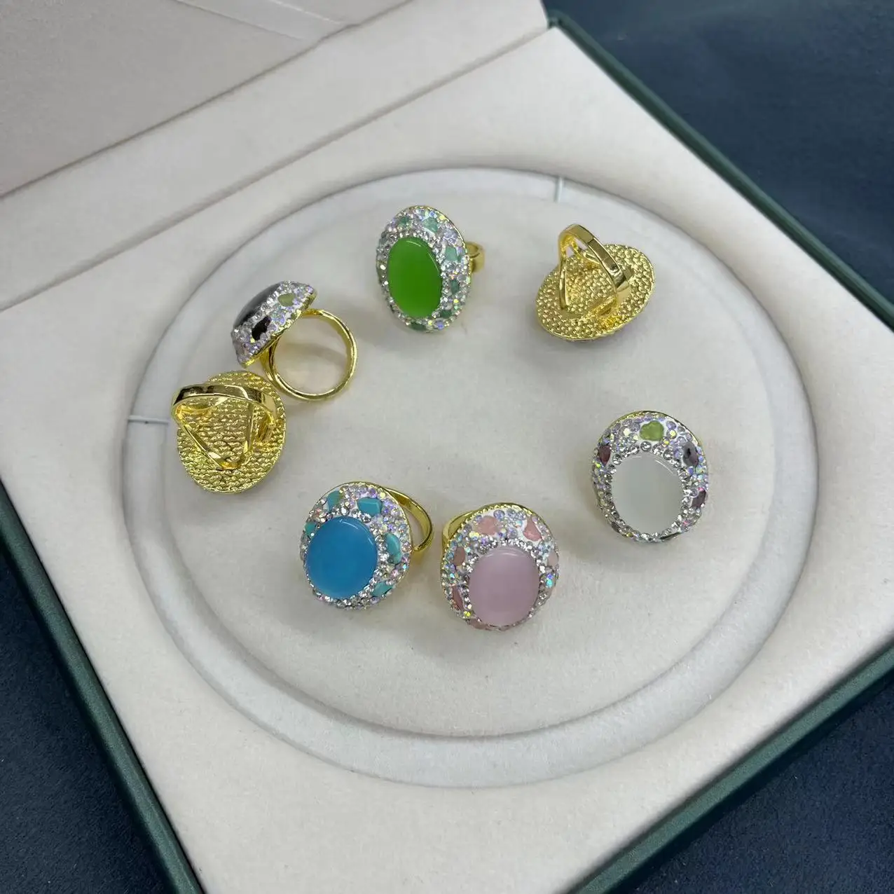 DIY accessories Natural stone ring Internet celebrity new product European and American cross-border color retention electroplat