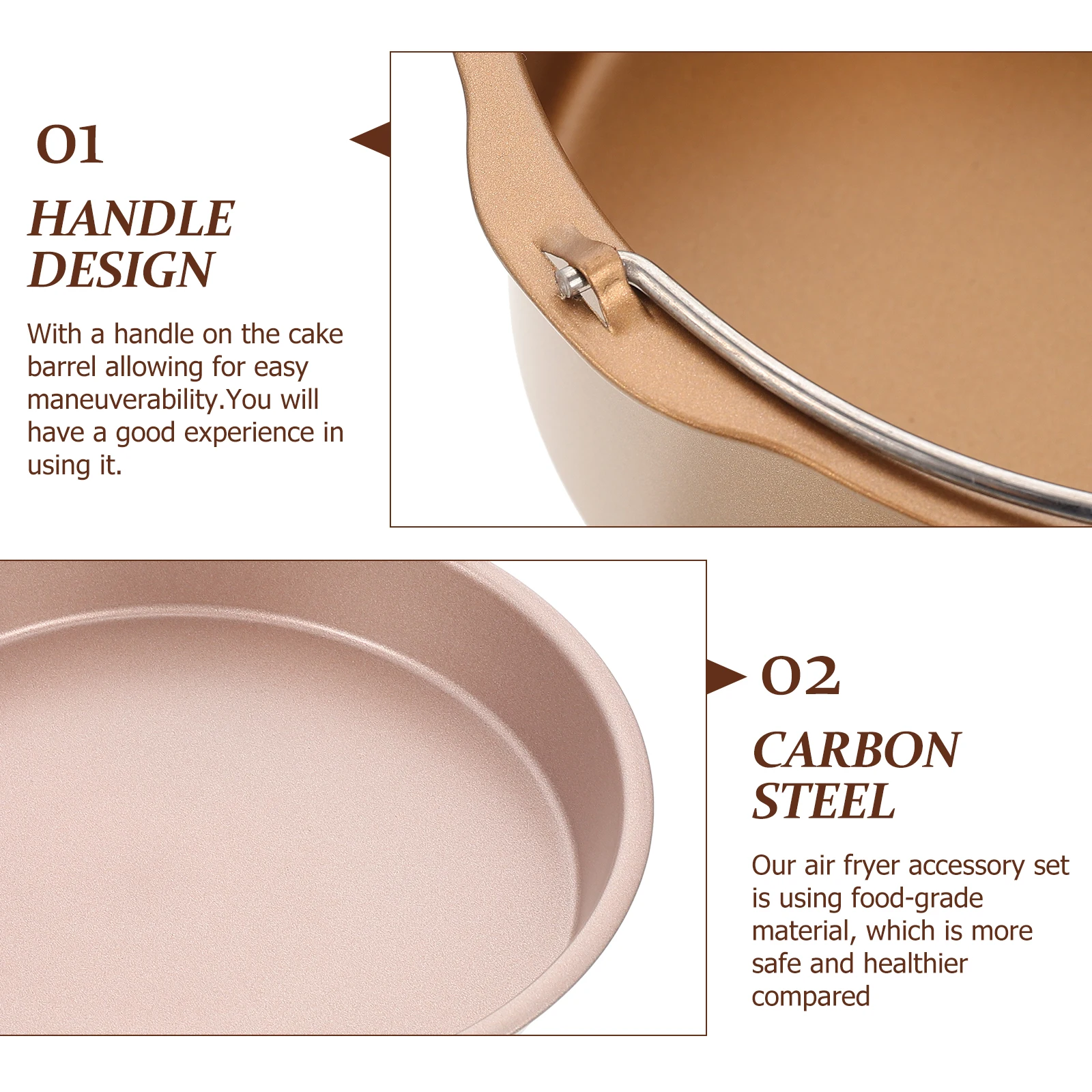 

Air Fryer Accessories Carbon Steel Cake Pans Pizza Pan Baking Mold Kitchen Tools Oven Safe Coated Non Stick Round Mold