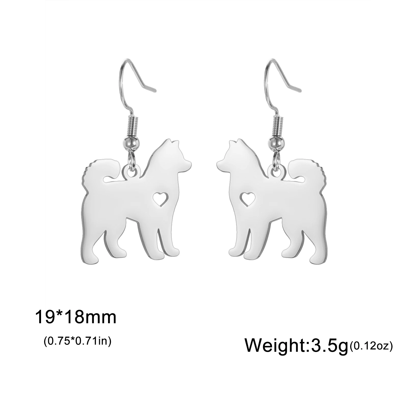 Sipuris Samoye Pet Dog Drop Earrings For Women Men Stainless Steel Hot Fashion Hip Hop Animal Jewelry Gifts For Pet Dog Lovers