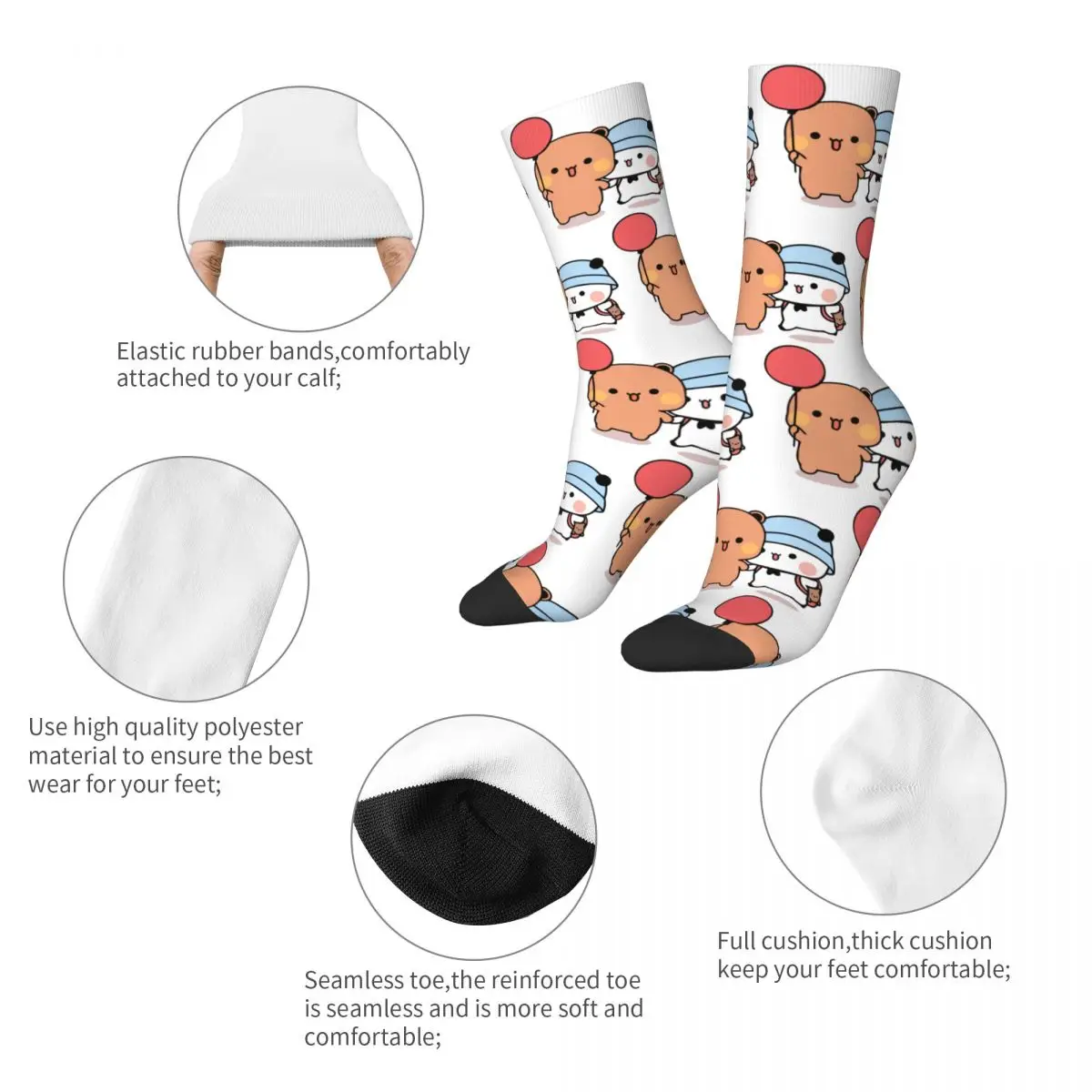 Fashion Unisex Socks Cartoon Bubu Dudu Balloon Accessories Comfortable Kawaii Bear Panda Socks All Season Birthday Present