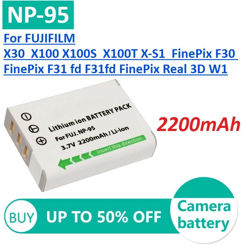 

NP-95 Rechargeable Camera Battery For FUJIFILM X30 X100 X100S X100T X-S1 FinePix F30 FinePix F31 fd F31fd FinePix Real 3D W1