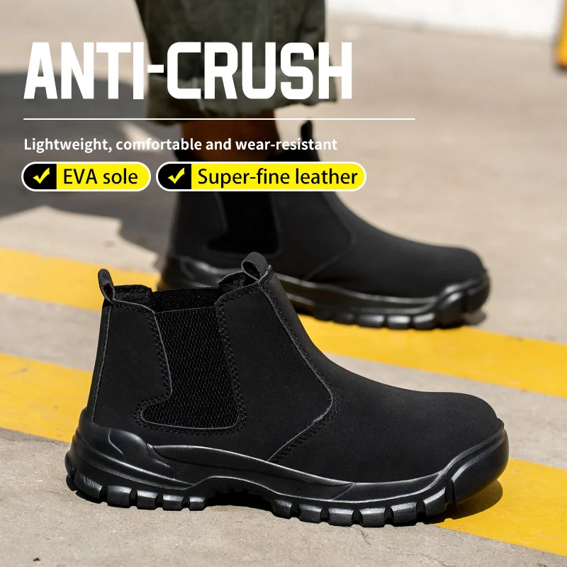 Fashion Men Safety Shoes Waterproof Work Shoes Protective Safety Boots Man Anti-Punctur Slip Resistant shoes Warehouse