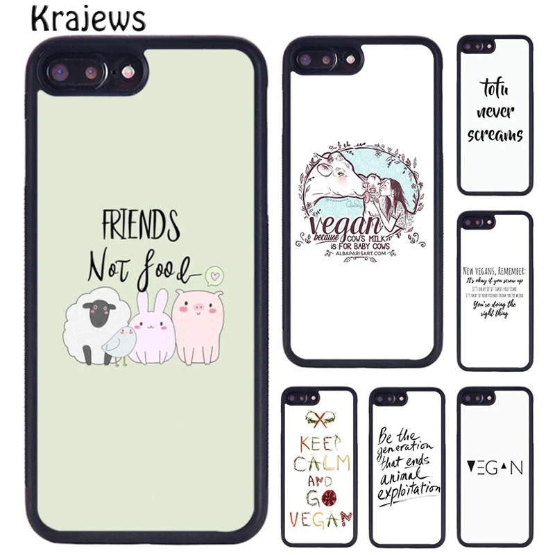 Krajews Go Vegan Food Vegetarians VEGGIE Quotes Phone Case For iPhone 16 14 plus XR XS 11 12 13 pro max