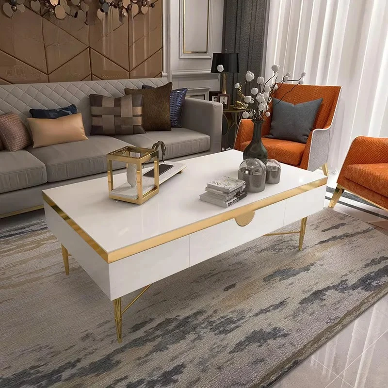 Modern Morocco New Classical Postmodern Square Stainless Steel Coffee Table Tea Table for Living Room