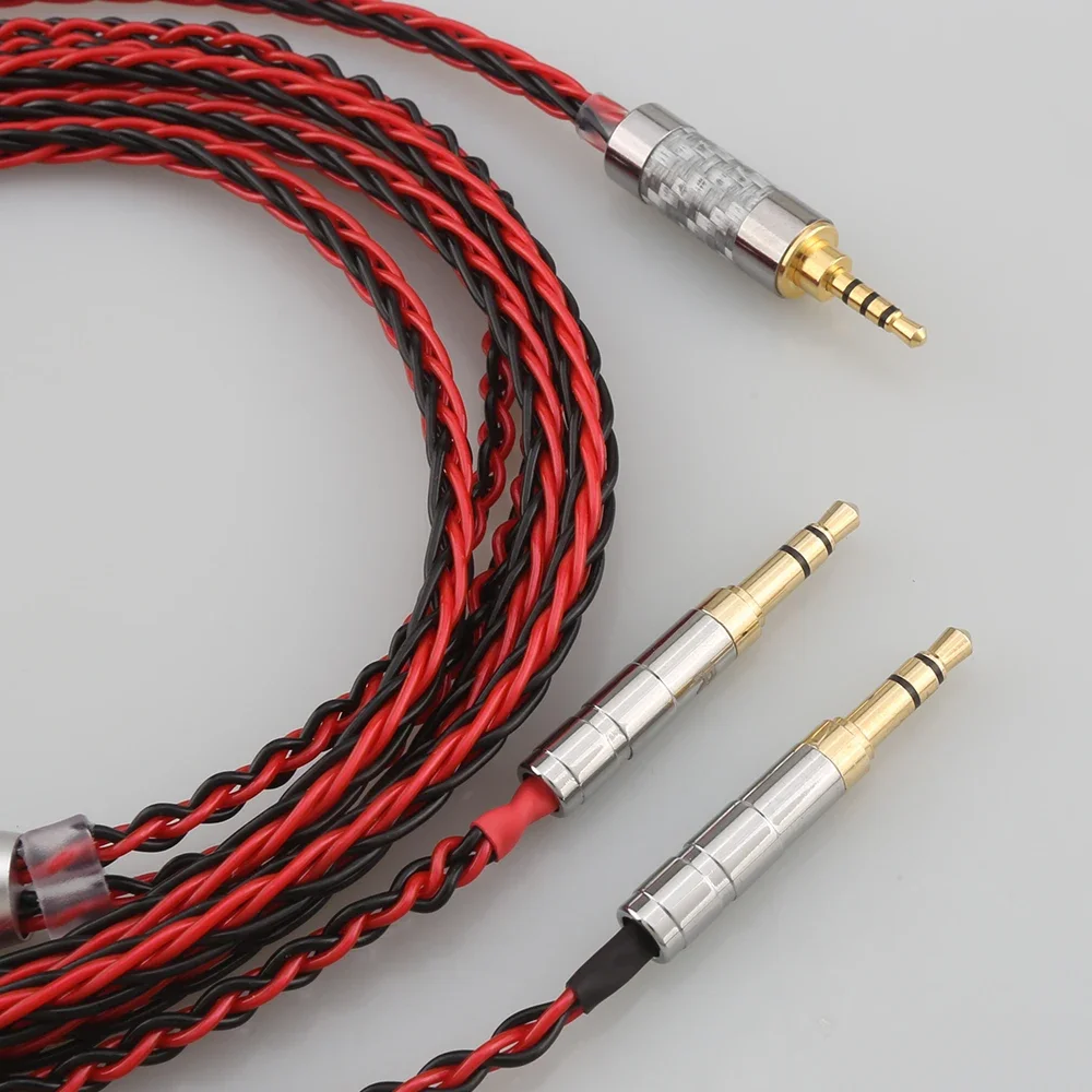 High Quality Red Black Headphone Earphone Cable For Beyerdynamic T1 T5P II AMIRON HOME Denon AH-D600 AH-D7100 Headphone