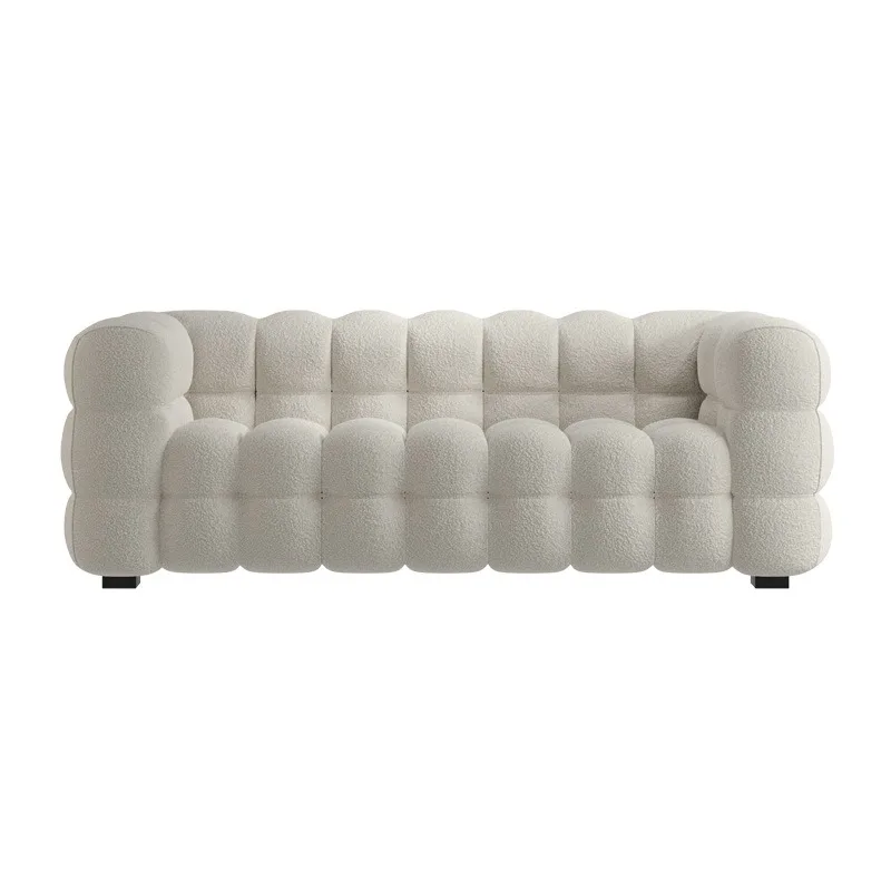 

Modern simple Nordic small apartment living room fabric sofa double cream marshmallow retro Internet celebrity