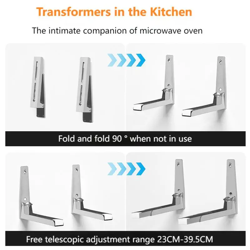 1 Set faltbare Edelstahl Mikrowelle Rack Küche Wand montiert ausziehbare Mikrowelle Lagerregal Ofen Rack Halterung