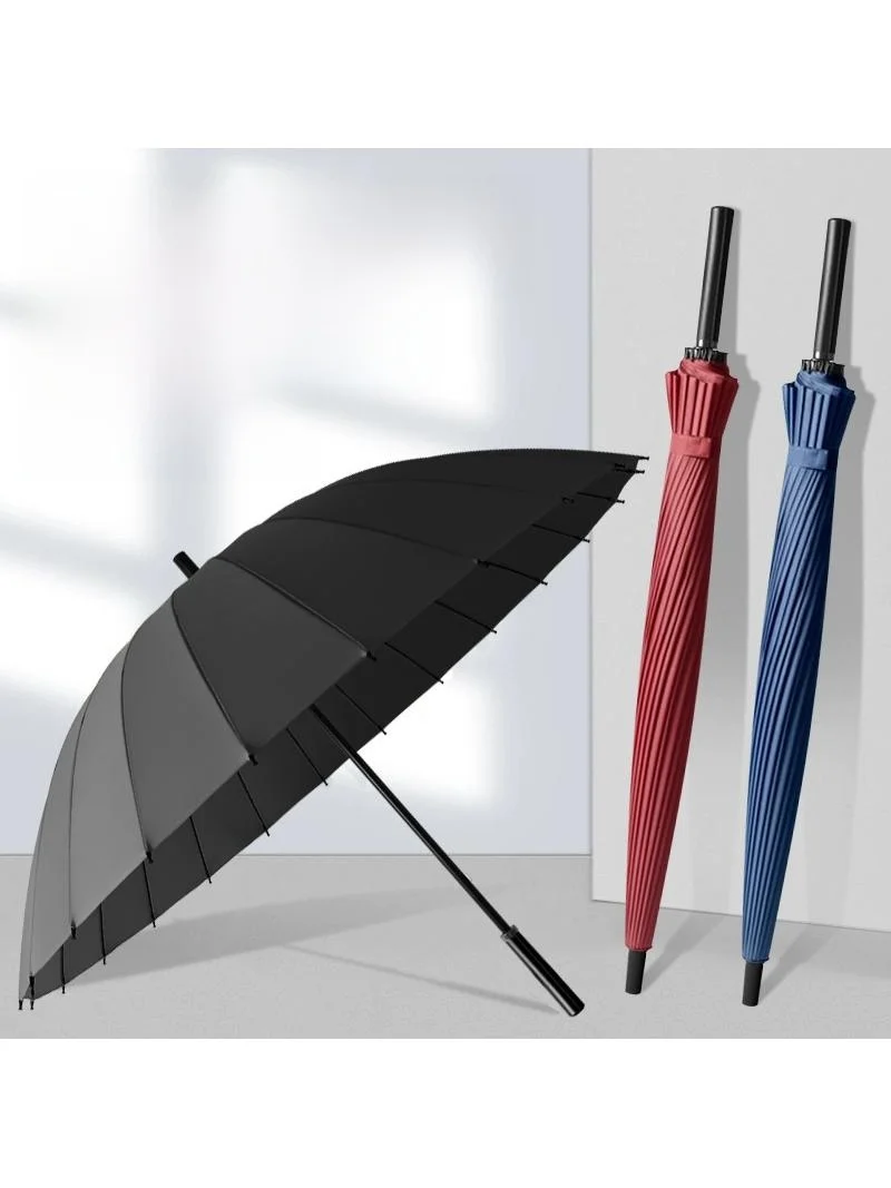 Thickened Carbon Steel 24-Bone Umbrella Windproof Long Handle Double Layer for Men And Women Heavy Rain Outdoor Use