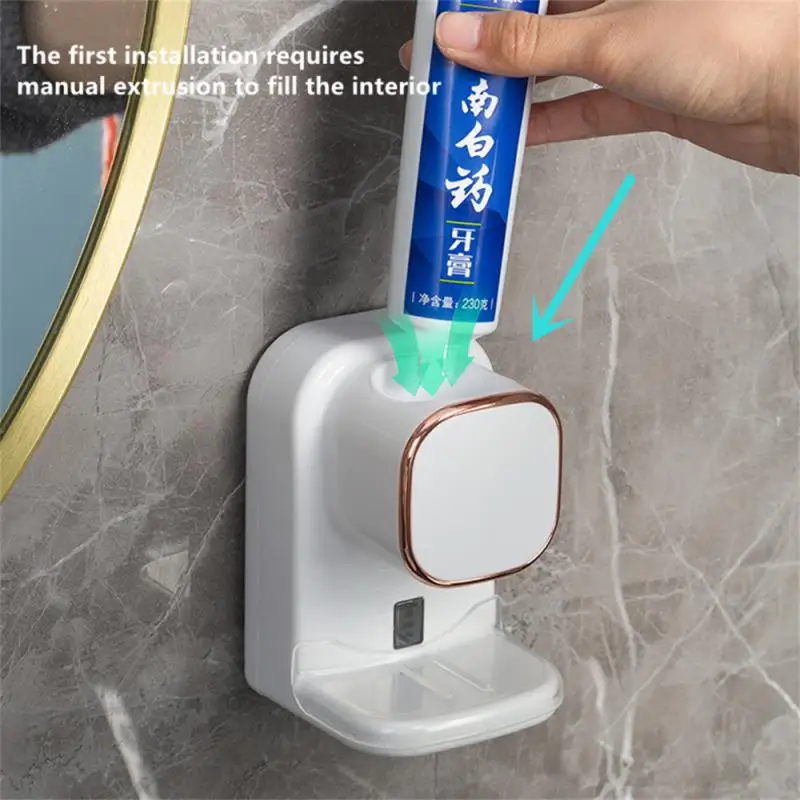 

Toothbrush Rack Silicone Wall-mounted Automatic Induction Fully Automatic Punch-free Bathroom Supplies Toothpaste Squeezer White