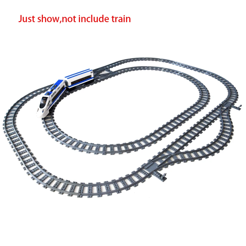 MOC City Train Rail Crossing Tracks Set Stud Gap Triple Switch Bricks Building Blocks Technical Enlighten Toys for kids