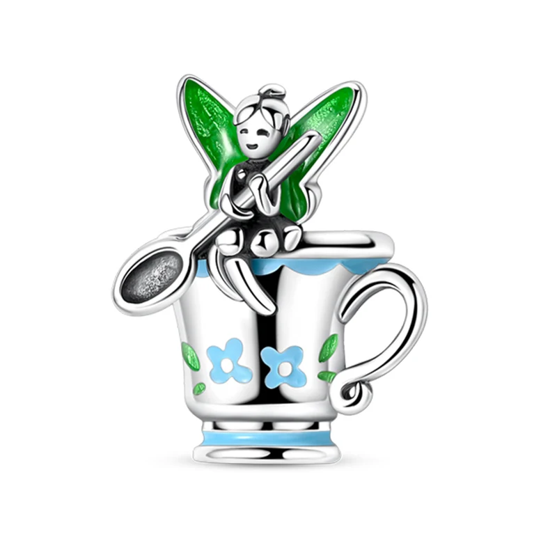 New 925 Sterling Silver Flower Spirit Teacup Charms Bead Fit Original Bracelet DIY Women Anniversary Jewelry Gift
