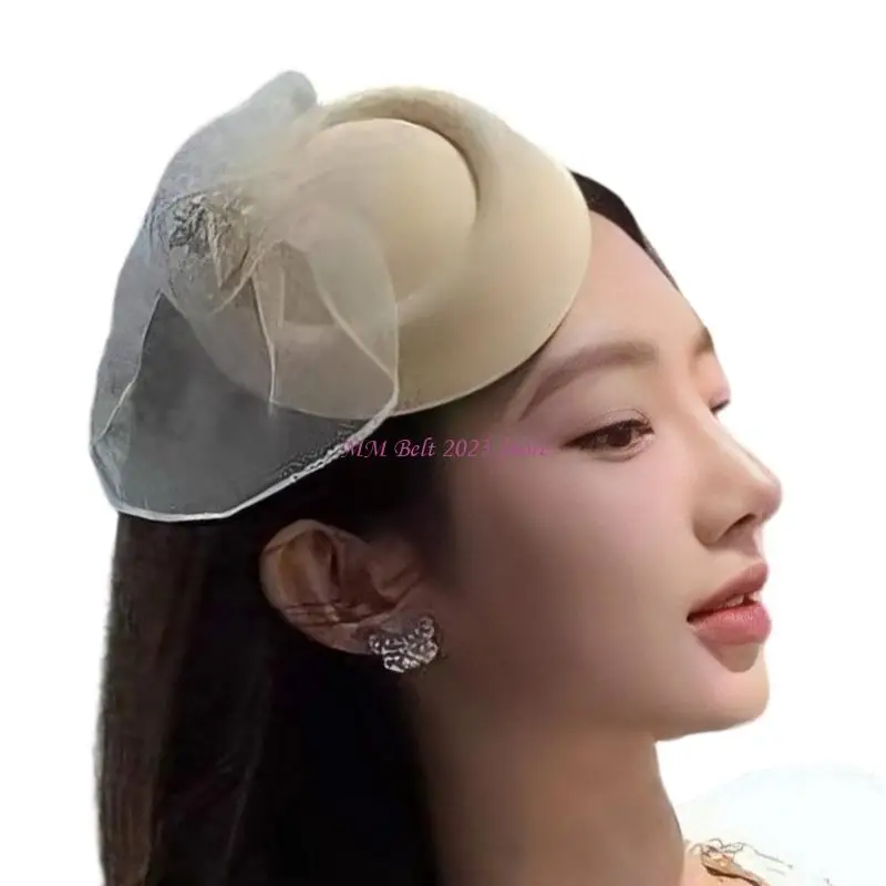 49ME Tulle Floral Hair Clip Fascinator Hat For TeaParties Gatherings And Photoshoots