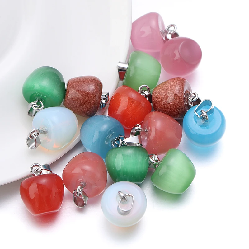 2pcs Natural Stone Apple Pendants for DIY Making