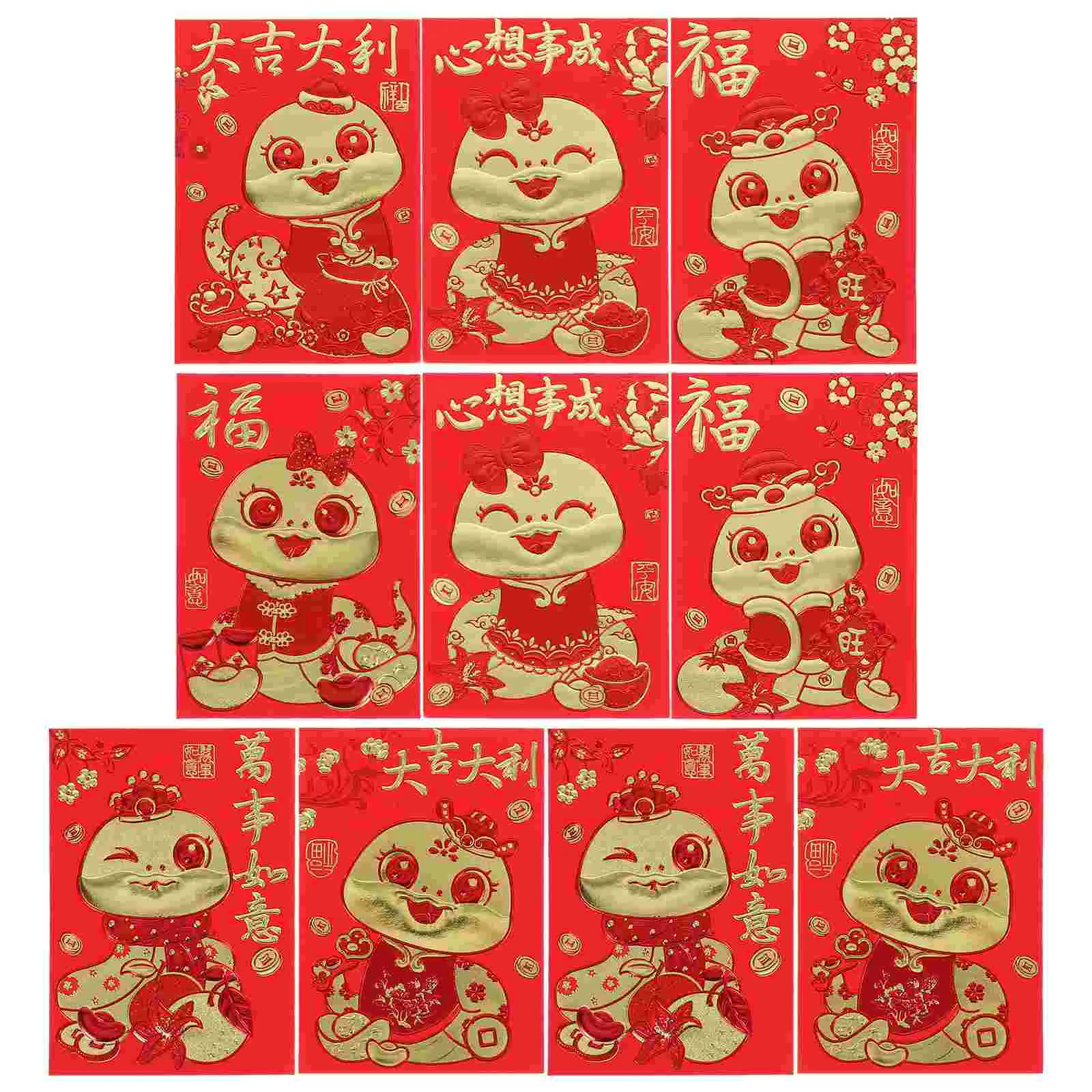 60 Pcs Lucky Money Bags Chinese Red Envelope Snake New Year Red Envelopes Wedding Paper Envelopes Celebrate Year Of Snake Hong