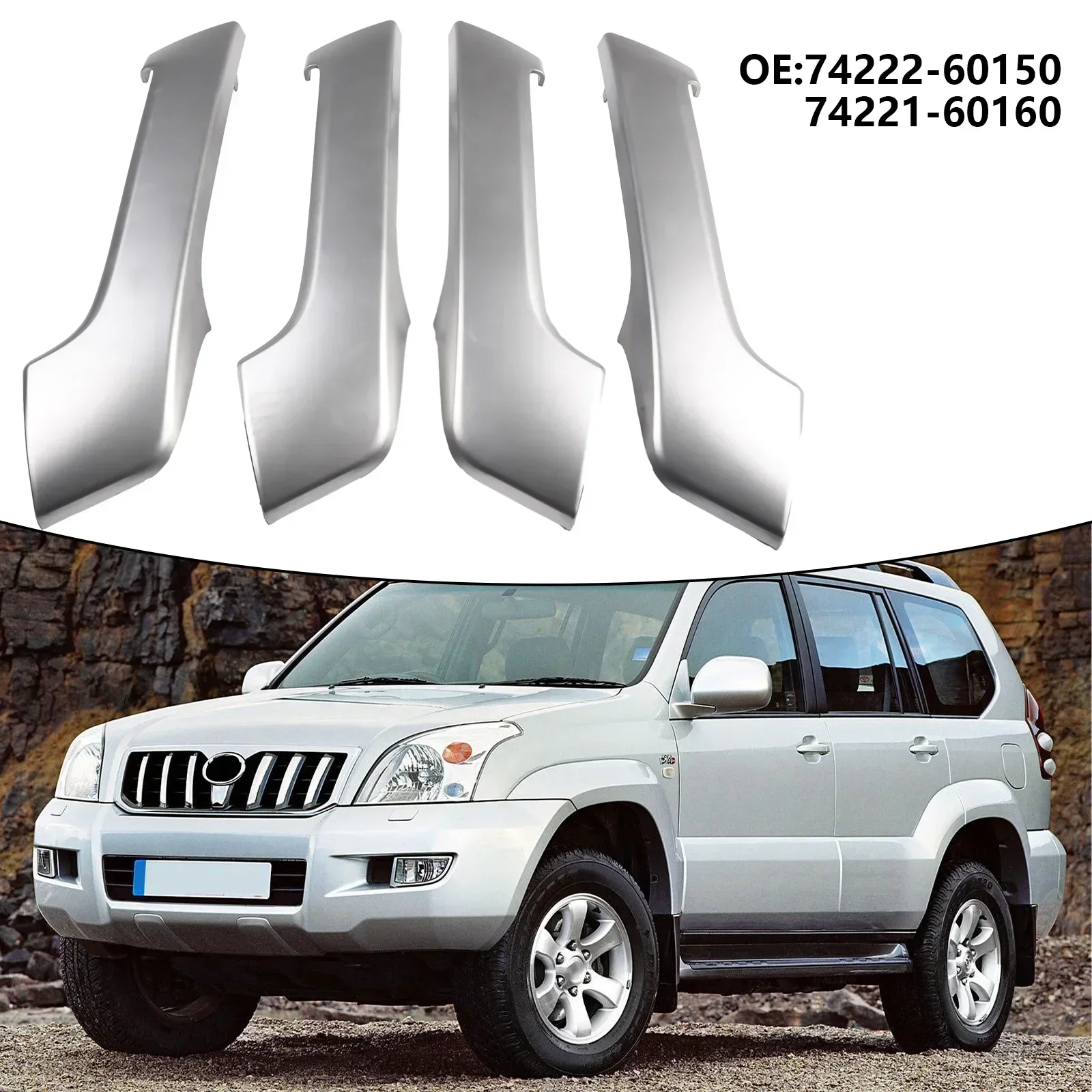 4pcs For Toyota-Land For Cruiser Prado 150 2010-2017 Interior 4 Door Handle Cover Decor Trim Front Rear 74222-60150 74221-60160