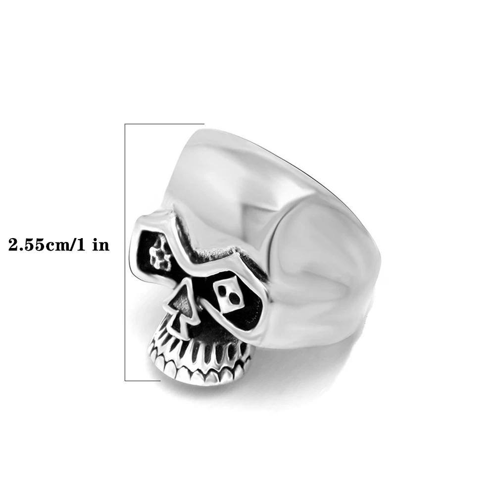 1PCS European and American cross-border skull stainless steel non-fading ring, unique non-mainstream men's ring, Halloween accessory
